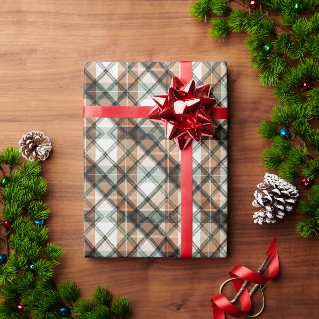 Herbstliche Erde Karo Geschenkpapier (Feiertagsgeschenk)