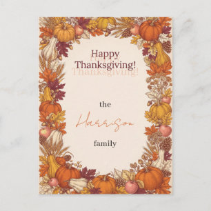 Herbstliche Erntedank-Grüße zum Thanksgiving Postkarte
