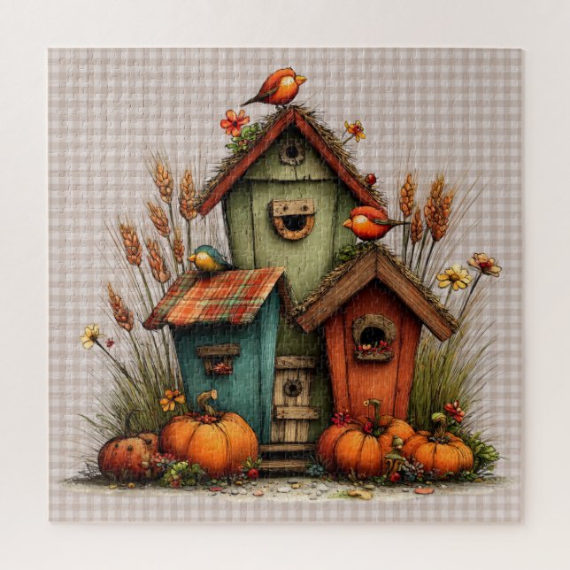 Herbstliche Fantasievogelhaus-Puzzle Puzzle (Vertikal)