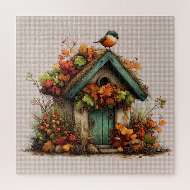 Herbstliche Fantasievogelhaus-Puzzle Puzzle (Vertikal)