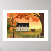 Herbstliche Farmhaus-Herbst-Pumpkin-Großdruck