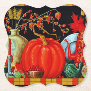 Herbstliche Festliche Antike Malerei Kürbisdekorat Untersetzer