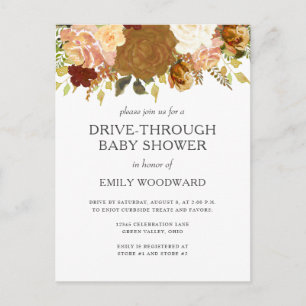 Herbstliche florale Drive-Through-Baby-Shower-Einl Postkarte