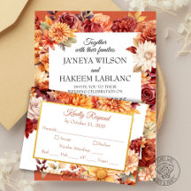 Herbstliche Florale Hochzeits-RSVP-Karte
