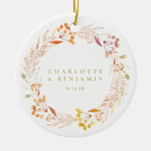 Herbstliche Florale Wasserfarbe Kranz Boho Persona Keramik Ornament