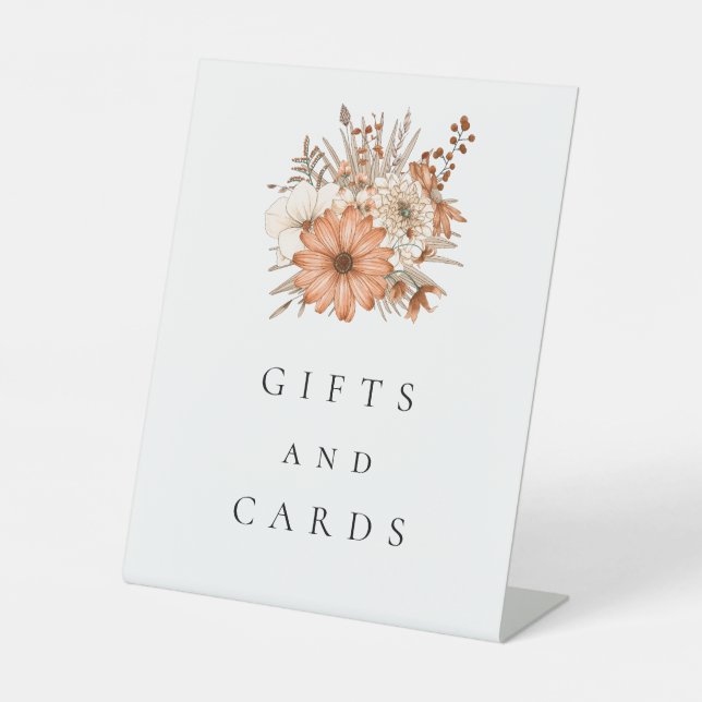 Herbstliche Florals Geschenke und Karten Hochzeit Sockelschild (Vorderseite)