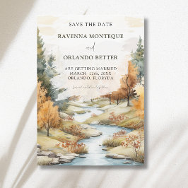 Herbstliche Flusslandschaft Hochzeit im Vintage-St Save The Date