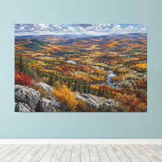 Herbstliche Flusslandschaftsmalerei Leinwanddruck