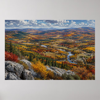 Herbstliche Flusslandschaftsmalerei Poster