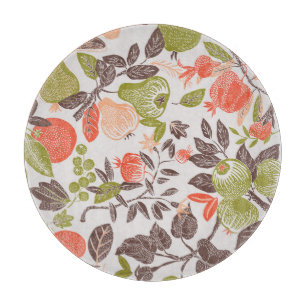 Herbstliche Früchte dekoratives Fliesendesign. Schneidebrett