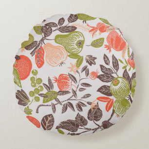 Herbstliche Früchte-Dekorfliese Design. Rundes Kissen