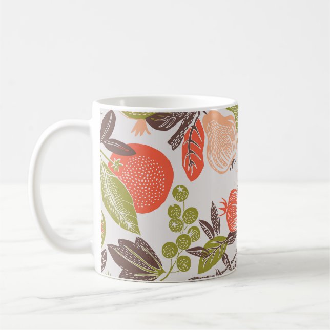 Herbstliche Früchte-Dekorfliese. Kaffeetasse (Links)
