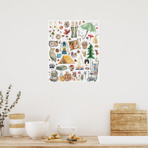 Herbstliche Fülle   Rustikale Wasserfarben-Illustr Poster