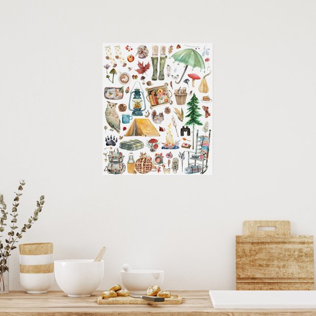 Herbstliche Fülle | Rustikale Wasserfarben-Illustr Poster (Küche)