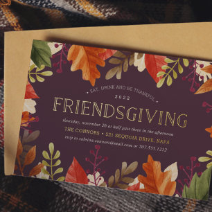 Herbstliche Fülle Thanksgiving Friendsgiving-Din Folieneinladung