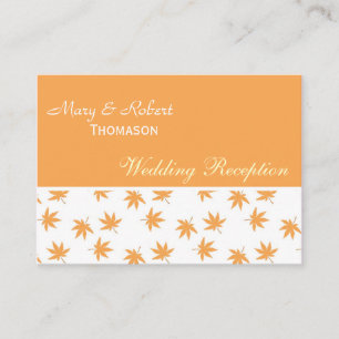 Herbstliche gelbe Blätter Hochzeitsempfang Detail Begleitkarte