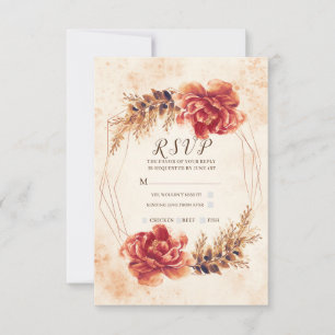Herbstliche Gewürz Florale Wasserfarben Hochzeit R RSVP Karte