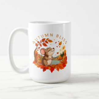Herbstliche Glückseligkeit Süße Kleine Maus Kaffee Kaffeetasse