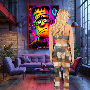 Herbstliche Harmonie: Warmes Patchwork-Blumenmuste Capri Leggings