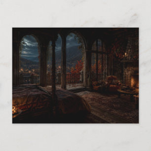 Herbstliche Heimstatt-Schlafzimmer-Postkarte Postkarte