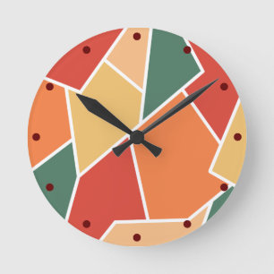 Herbstliche Herbstfarben Geometrische Wandkunst Ho Runde Wanduhr