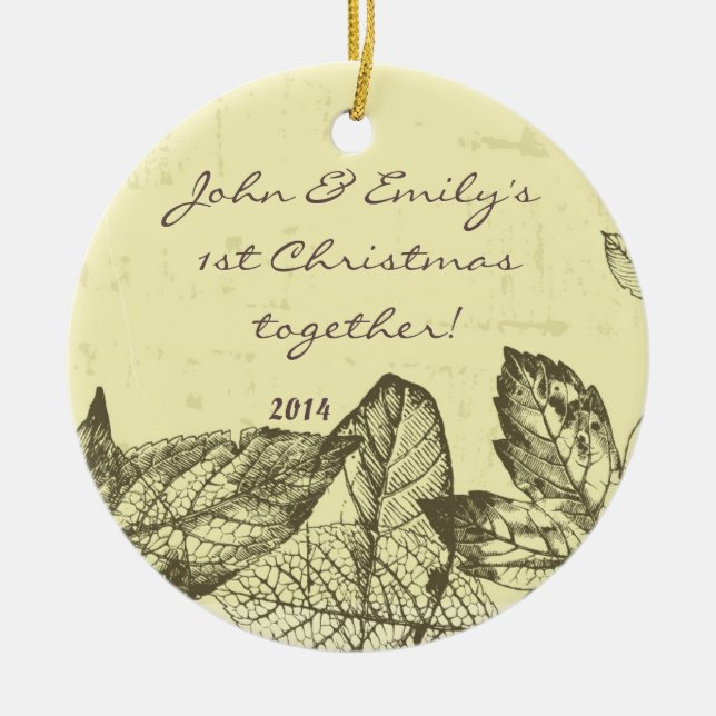 Herbstliche Herbstlaub Bleibe Personalisierter Nam Keramik Ornament (Vorne)