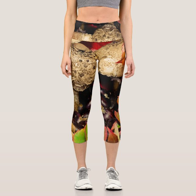 Herbstliche Herbstlaube, Kastanienpilze Foto Capri Leggings (Vorderseite)