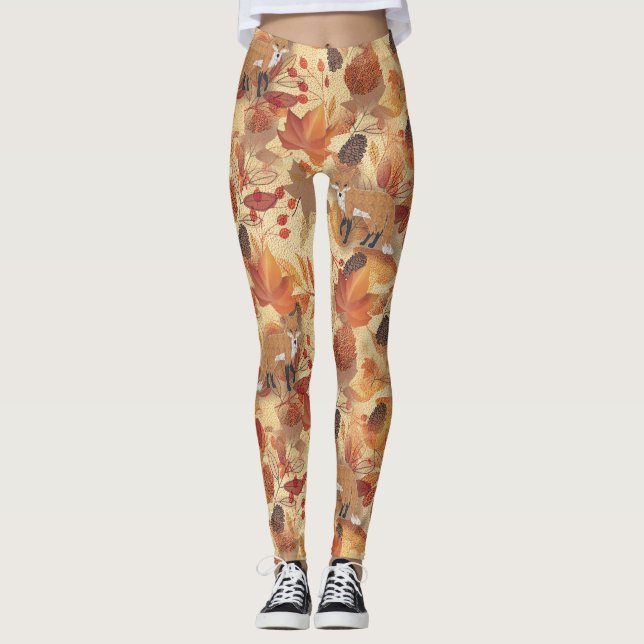 Herbstliche Herbstlaube und Beeren Leggings (Vorderseite)