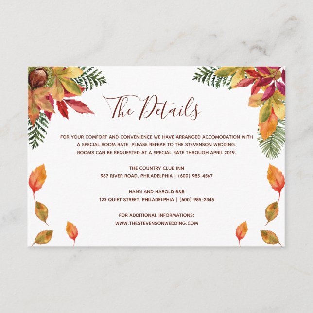 Herbstliche Herbstwoche Herbst Details einfügen Ka Begleitkarte (Vorderseite)