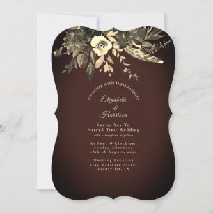 Herbstliche Hochzeit der Wasserfarbe Mocha Brown Einladung