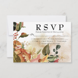 Herbstliche Hochzeit der Wasserfarben RSVP Karte