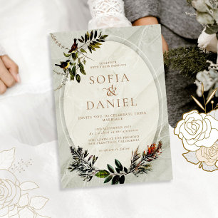 Herbstliche Hochzeit im Vintage-Stil Einladung