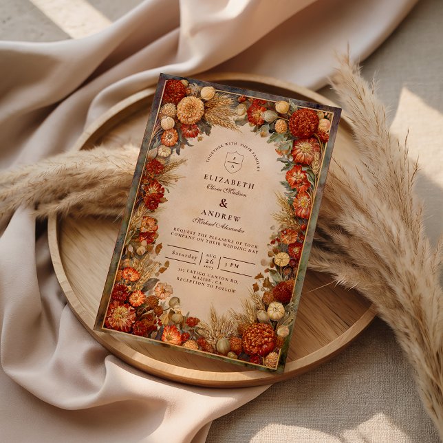 Herbstliche Hochzeit mit Blumensträußen Einladung (Von Creator hochgeladen)