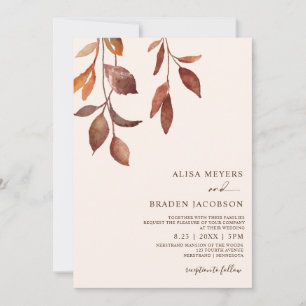 Herbstliche Hochzeit Rost Herbstfarben Blätter Lau Einladung