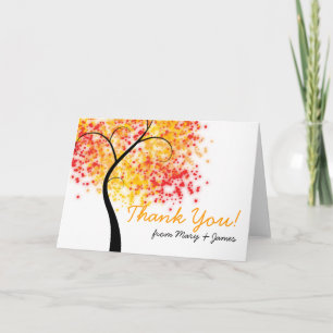 Herbstliche Hochzeit Swirly Baum "Danke" Dankeskarte