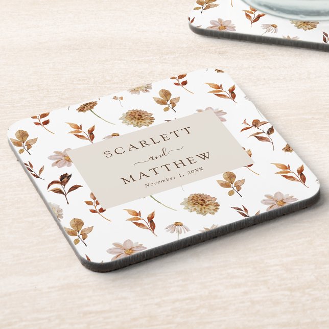Herbstliche Hochzeit-Untersetzer Getränkeuntersetzer (Fall Leaves Wedding Coaster by Painted Paperie
)
