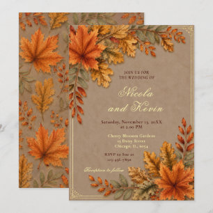 Herbstliche Hochzeit Warm Taupe Einladung