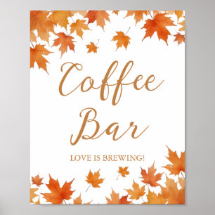 Herbstliche Hochzeitsdusche Kaffee-Bar Poster