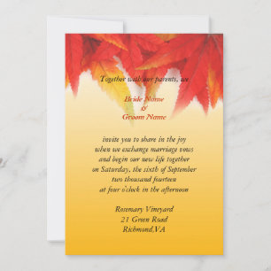Herbstliche Hochzeitseinladung. Rote Ahorn-Blätter Einladung
