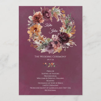 Herbstliche Hochzeitsprogramm mit Moody Floral Programm