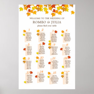 Herbstliche Hochzeitstabelle 15 Tabellen Poster