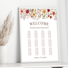 Herbstliche Hochzeitstabelle für Burgund Herbst Poster