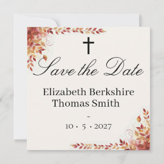 Herbstliche katholische rote und goldene Hochzeit Save The Date