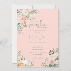 Herbstliche kleine Kürbis-Blumen-Mädchen-Baby-Part Einladung