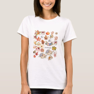 Herbstliche Kürbis-Blumen-Blatt-Kunst T-Shirt