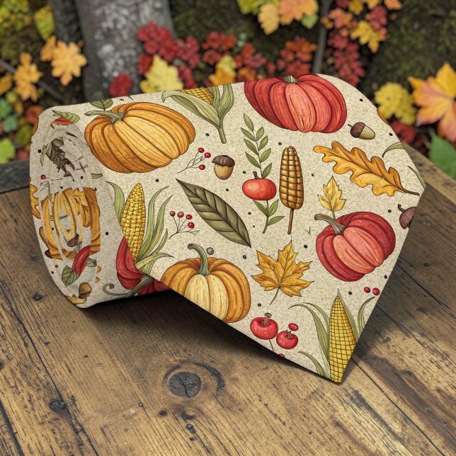 Herbstliche Kürbis-Halsbinden Krawatte (Von Creator hochgeladen)