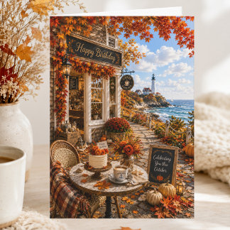 Herbstliche Küstenmeeresküste Oktober Geburtstag Karte