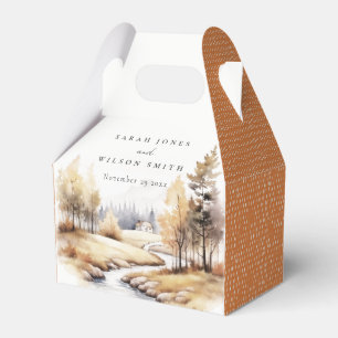Herbstliche Landschaft Hochzeit mit verschlungener Geschenkschachtel