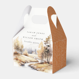 Herbstliche Landschaft Hochzeit mit verschlungener Geschenkschachtel