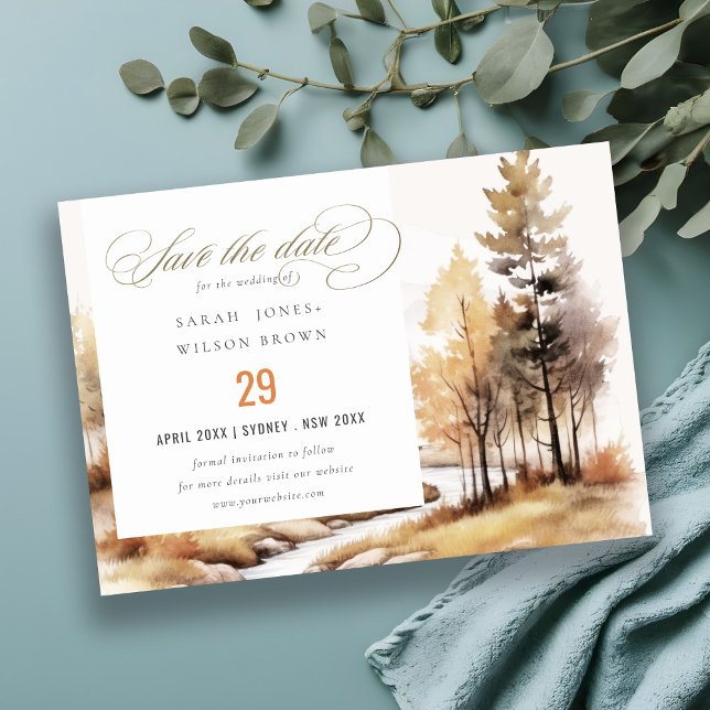 Herbstliche Landschaft Hochzeit mit verschlungener Save The Date (Von Creator hochgeladen)